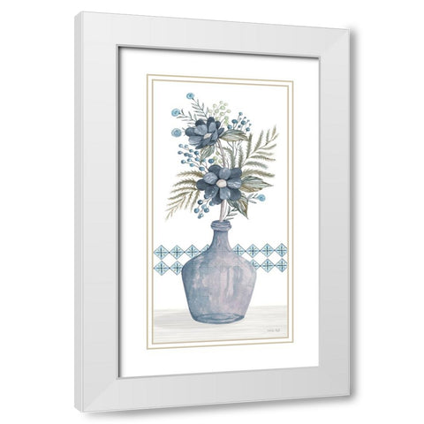 Blue Poppies White Modern Wood Framed Art Print with Double Matting by Jacobs, Cindy