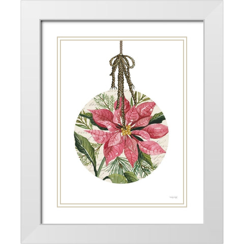 Poinsettia Ornament White Modern Wood Framed Art Print with Double Matting by Jacobs, Cindy