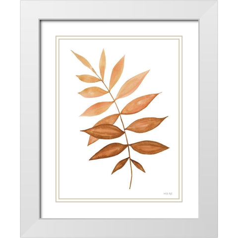 Fall Leaf Stem II White Modern Wood Framed Art Print with Double Matting by Jacobs, Cindy