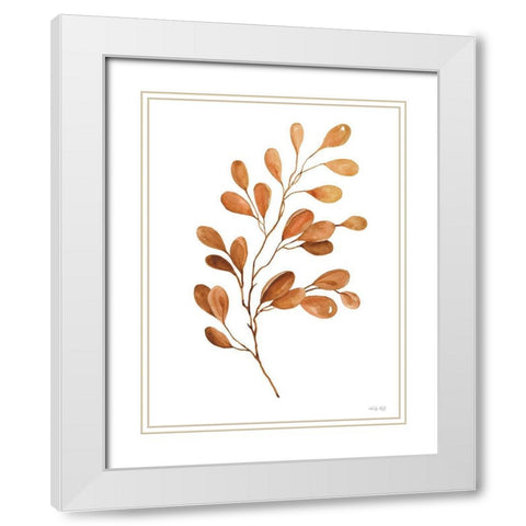 Fall Leaf Stem III White Modern Wood Framed Art Print with Double Matting by Jacobs, Cindy