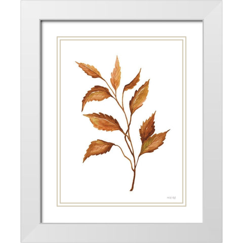 Fall Leaf Stem IV White Modern Wood Framed Art Print with Double Matting by Jacobs, Cindy