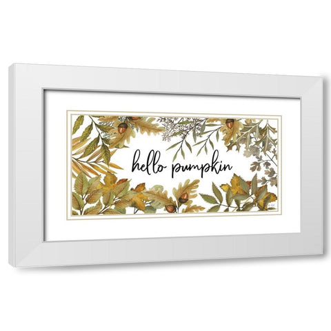 Hello Pumpkin White Modern Wood Framed Art Print with Double Matting by Jacobs, Cindy