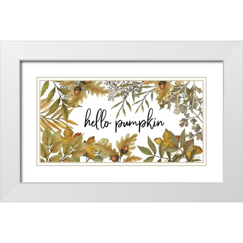 Hello Pumpkin White Modern Wood Framed Art Print with Double Matting by Jacobs, Cindy
