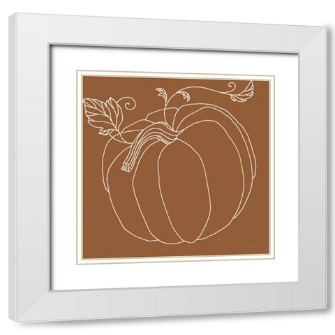 Simple Pumpkin I White Modern Wood Framed Art Print with Double Matting by Jacobs, Cindy