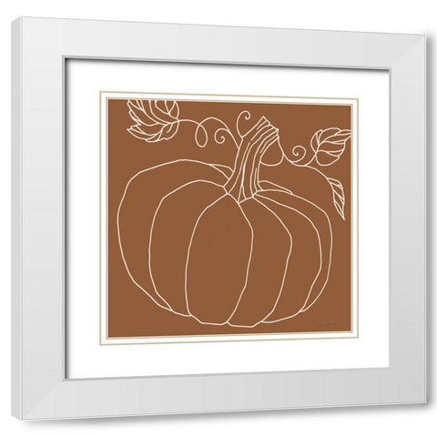 Simple Pumpkin II White Modern Wood Framed Art Print with Double Matting by Jacobs, Cindy
