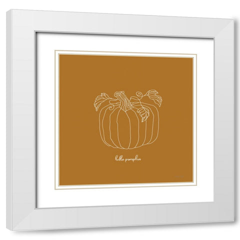 Hello Pumpkin White Modern Wood Framed Art Print with Double Matting by Jacobs, Cindy