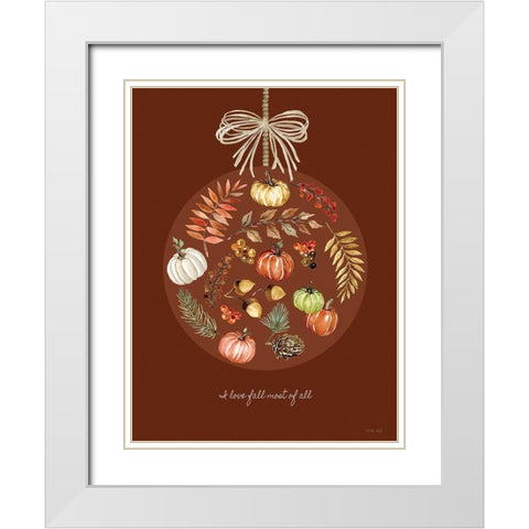 I Love Fall Ornament White Modern Wood Framed Art Print with Double Matting by Jacobs, Cindy