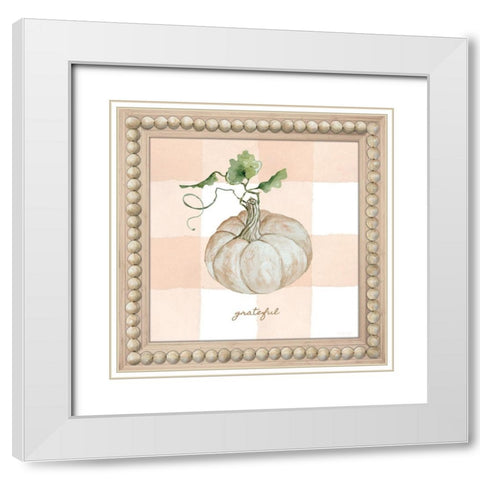 Grateful Pumpkin White Modern Wood Framed Art Print with Double Matting by Jacobs, Cindy