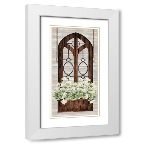 Floral Arch White Modern Wood Framed Art Print with Double Matting by Jacobs, Cindy