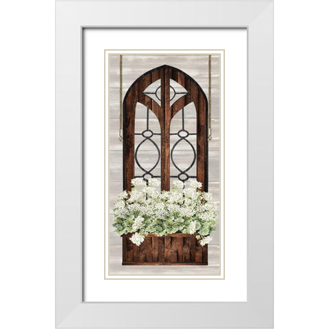 Floral Arch White Modern Wood Framed Art Print with Double Matting by Jacobs, Cindy