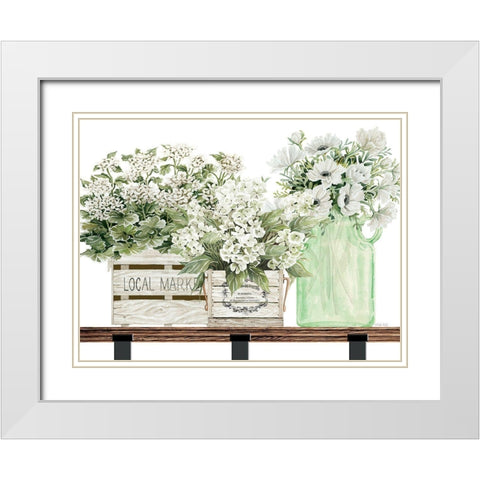 Almond Milk Flowers White Modern Wood Framed Art Print with Double Matting by Jacobs, Cindy