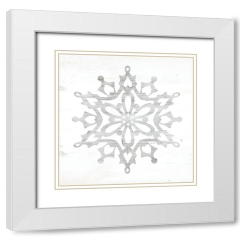 Snowflake Dreams I    White Modern Wood Framed Art Print with Double Matting by Jacobs, Cindy