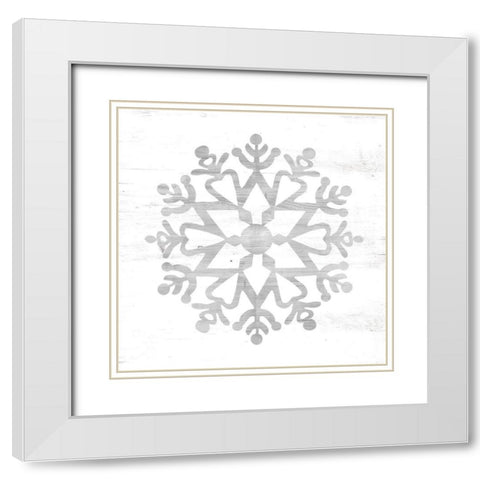 Snowflake Dreams II    White Modern Wood Framed Art Print with Double Matting by Jacobs, Cindy