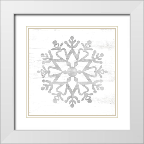 Snowflake Dreams II    White Modern Wood Framed Art Print with Double Matting by Jacobs, Cindy