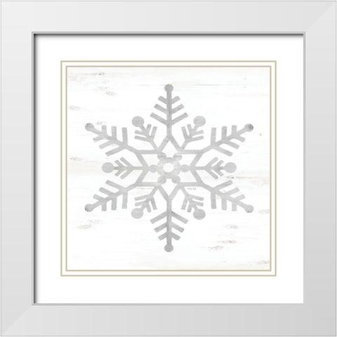 Snowflake Dreams IV     White Modern Wood Framed Art Print with Double Matting by Jacobs, Cindy