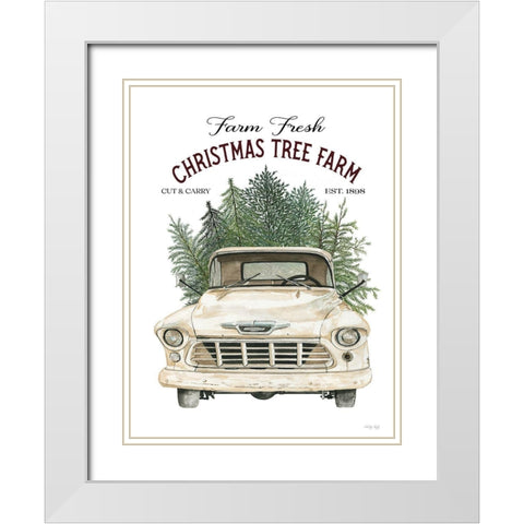 Christmas Tree Farm White Modern Wood Framed Art Print with Double Matting by Jacobs, Cindy
