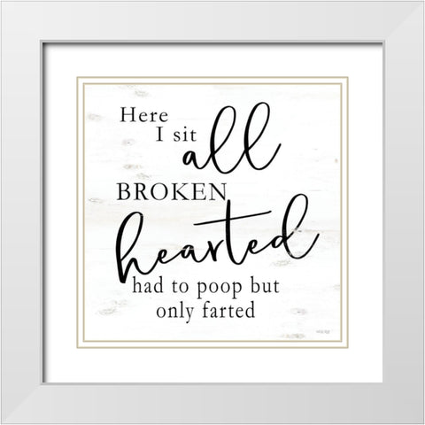 Here I Sit White Modern Wood Framed Art Print with Double Matting by Jacobs, Cindy