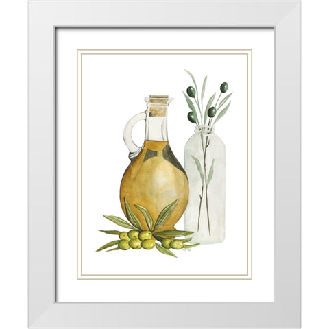 Olive Oil Jar I White Modern Wood Framed Art Print with Double Matting by Jacobs, Cindy