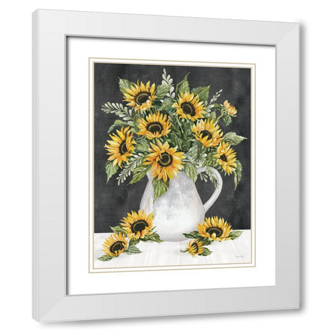 Sunflower Overflow White Modern Wood Framed Art Print with Double Matting by Jacobs, Cindy