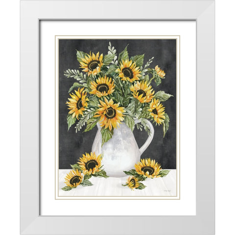 Sunflower Overflow White Modern Wood Framed Art Print with Double Matting by Jacobs, Cindy