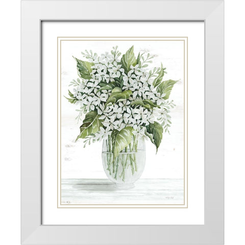 Simple Floral on White White Modern Wood Framed Art Print with Double Matting by Jacobs, Cindy