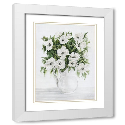 Pitcher of Poppies White Modern Wood Framed Art Print with Double Matting by Jacobs, Cindy