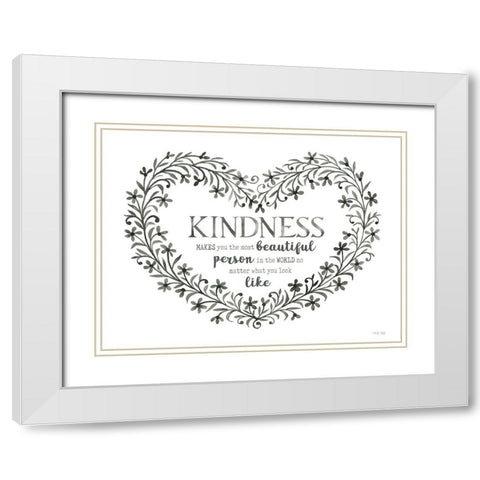 Kindness Heart White Modern Wood Framed Art Print with Double Matting by Jacobs, Cindy