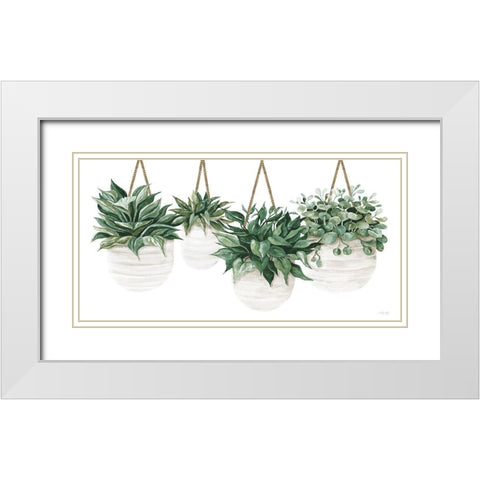 Hanging Plants White Modern Wood Framed Art Print with Double Matting by Jacobs, Cindy