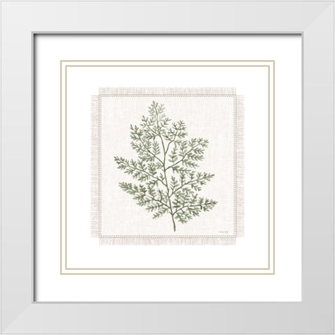 Embroidered Leaves IV White Modern Wood Framed Art Print with Double Matting by Jacobs, Cindy