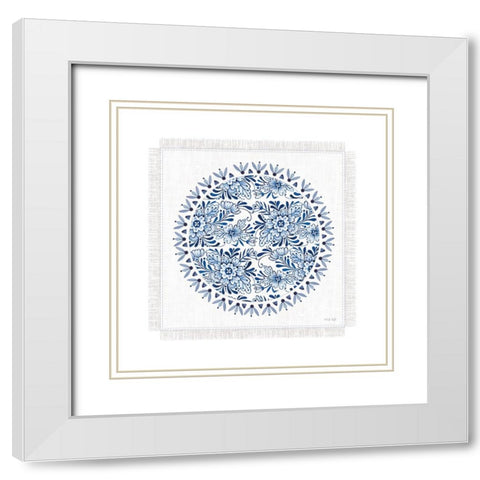 Chinoiserie Circle I White Modern Wood Framed Art Print with Double Matting by Jacobs, Cindy