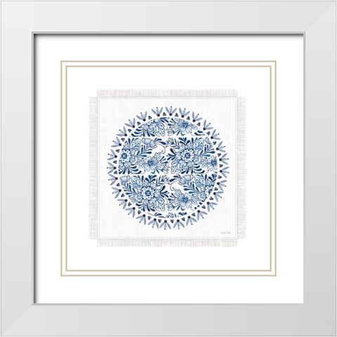 Chinoiserie Circle I White Modern Wood Framed Art Print with Double Matting by Jacobs, Cindy