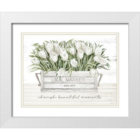 Cherish Beautiful Moments White Modern Wood Framed Art Print with Double Matting by Jacobs, Cindy
