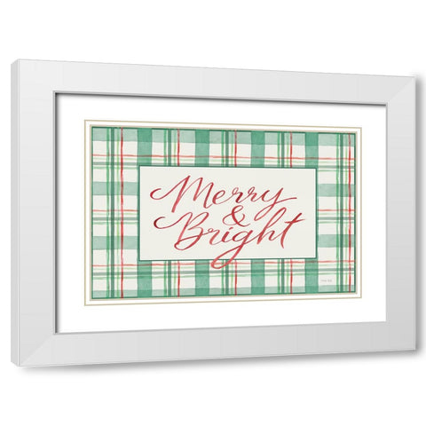 Merry And Bright Sign White Modern Wood Framed Art Print with Double Matting by Jacobs, Cindy