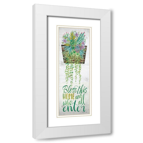 Bless This Home White Modern Wood Framed Art Print with Double Matting by Jacobs, Cindy