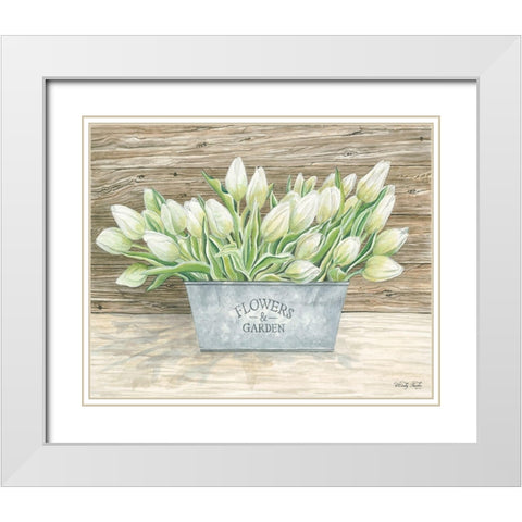 Flowers and Garden Tulips White Modern Wood Framed Art Print with Double Matting by Jacobs, Cindy