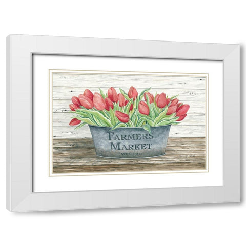 Farmers Market Tulips White Modern Wood Framed Art Print with Double Matting by Jacobs, Cindy