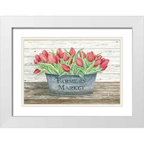 Farmers Market Tulips White Modern Wood Framed Art Print with Double Matting by Jacobs, Cindy