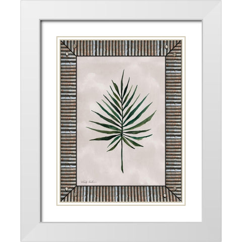 Palm Leaf  White Modern Wood Framed Art Print with Double Matting by Jacobs, Cindy