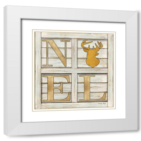 Noel Deer White Modern Wood Framed Art Print with Double Matting by Jacobs, Cindy