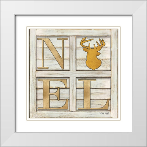 Noel Deer White Modern Wood Framed Art Print with Double Matting by Jacobs, Cindy