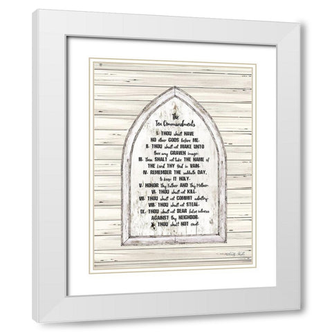 Ten Commandments White Modern Wood Framed Art Print with Double Matting by Jacobs, Cindy
