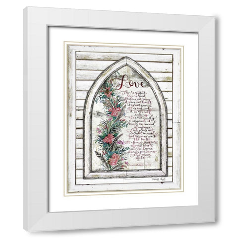 Live is Patient Arch with Flowers White Modern Wood Framed Art Print with Double Matting by Jacobs, Cindy