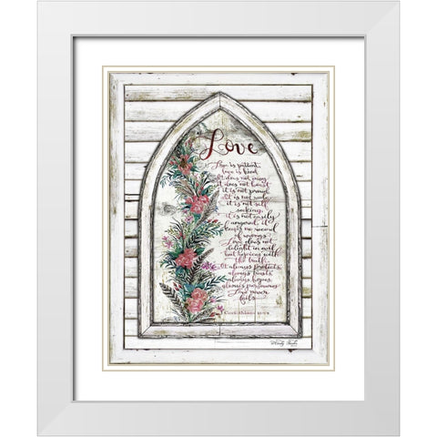 Live is Patient Arch with Flowers White Modern Wood Framed Art Print with Double Matting by Jacobs, Cindy