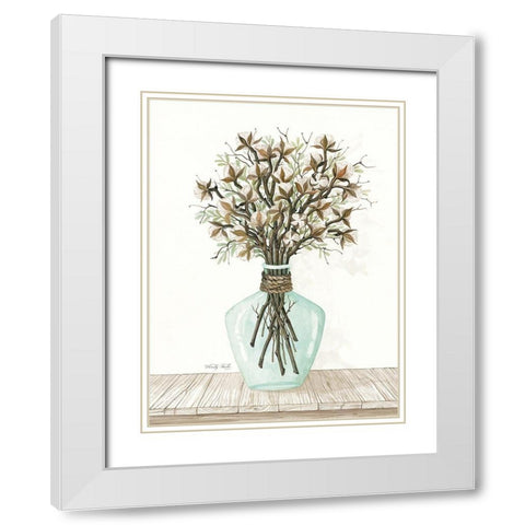 Cotton Bouquet White Modern Wood Framed Art Print with Double Matting by Jacobs, Cindy