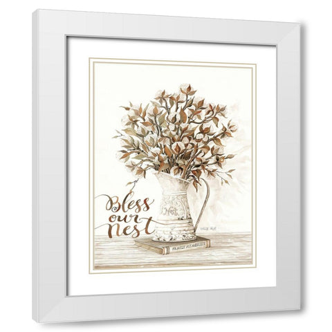 Bless Our Nest Cotton Bouquet White Modern Wood Framed Art Print with Double Matting by Jacobs, Cindy