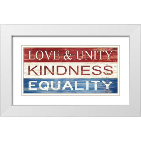 Love and Unity White Modern Wood Framed Art Print with Double Matting by Jacobs, Cindy