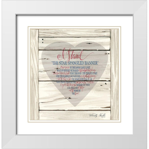 I Stand Heart White Modern Wood Framed Art Print with Double Matting by Jacobs, Cindy