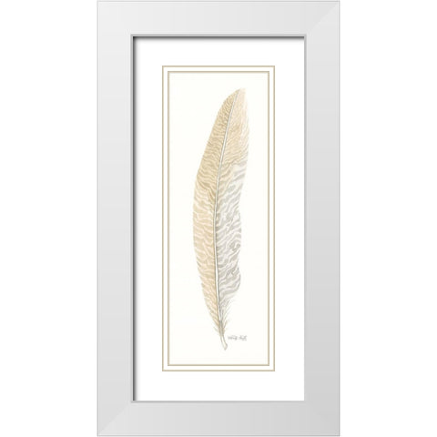 Tonal Feather I White Modern Wood Framed Art Print with Double Matting by Jacobs, Cindy