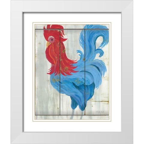 Patriotic Rooster White Modern Wood Framed Art Print with Double Matting by Jacobs, Cindy