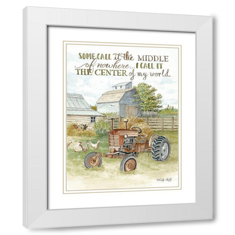 Center of My World White Modern Wood Framed Art Print with Double Matting by Jacobs, Cindy